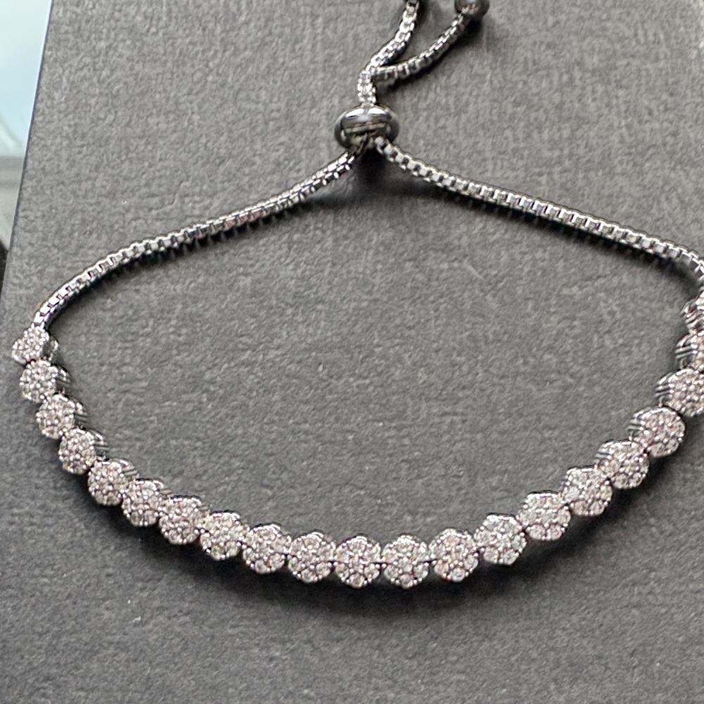 Banana Republic Sparkling Circles Silver CZ Bolo Bracelet